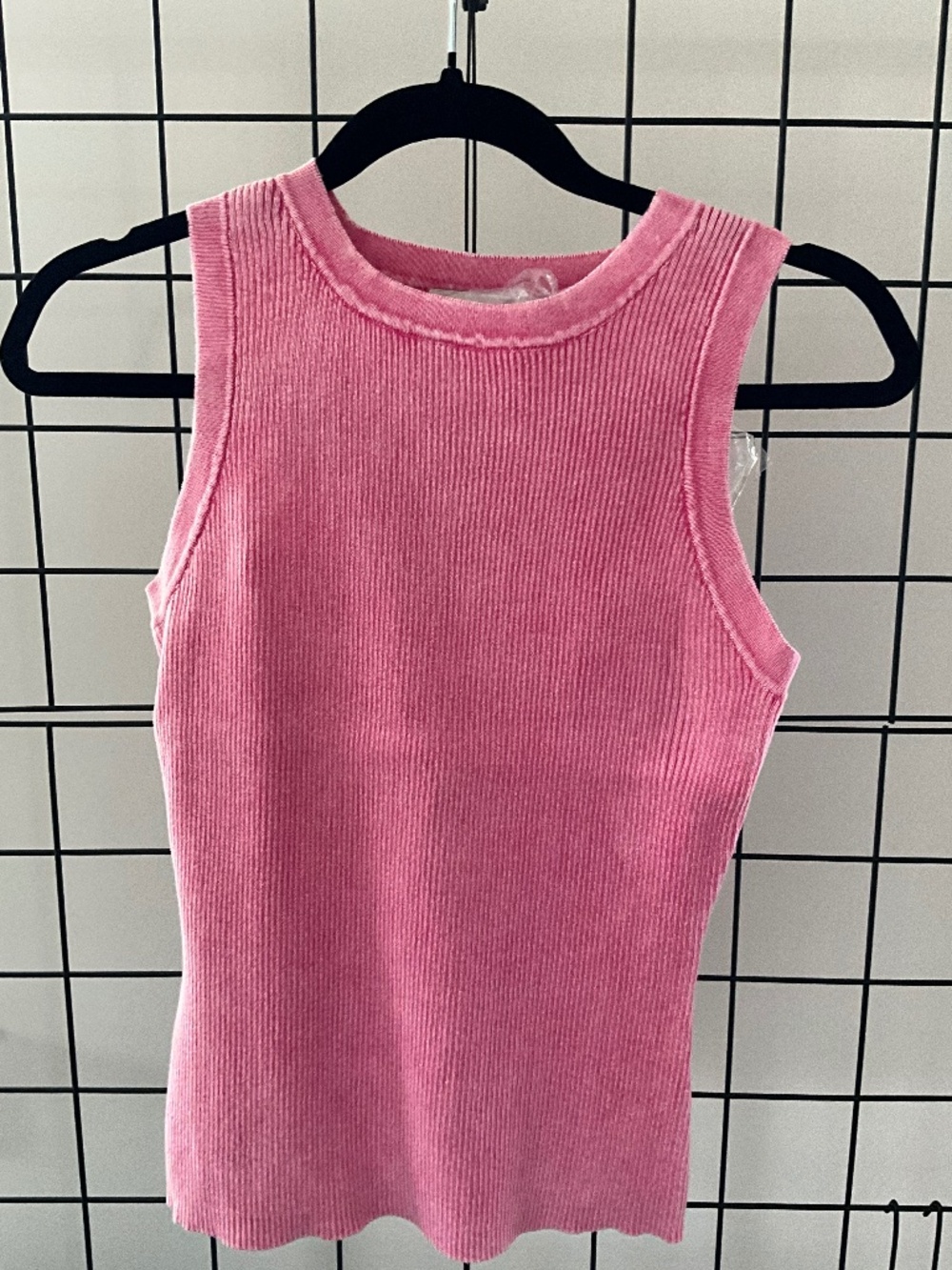 Zenana Pink Ribbed Sleeveless Tank Top